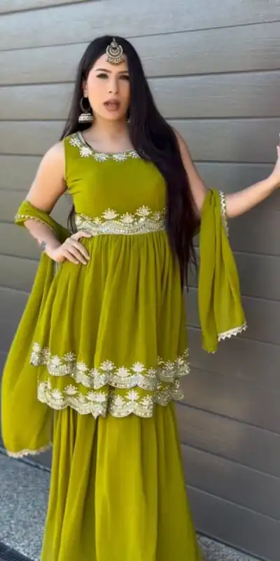 RTC 5860 Mahendi Color Faux Georgette Salwar with Lace Work. Affordable Price ₹1999. Delivery 4-6 Working Days. Shop now. | Jump Suits, Tops & Bottoms, Track Suits, Salwar suit, Creative suits, Designer Suits, Palazzo Suits, Party Wear Suits, Patiala Suits, Straight Suits, Trendy Wear