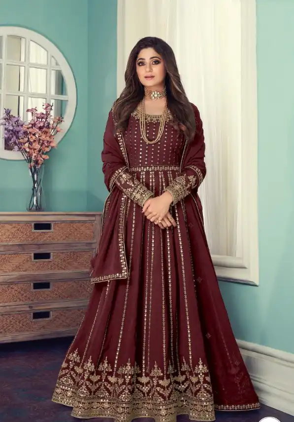 FC Shamita 8545 Maroon Color Georgette Codding Embroidery Anarkali Suit Wedding, Party, Festive Expected Delivery 4-6 Working Days  @2499/- | Jump Suits, Salwar suit, Casual Suits, Creative suits, Designer Suits, Palazzo Suits, Party Wear Suits, Patiala Suits, Straight Suits