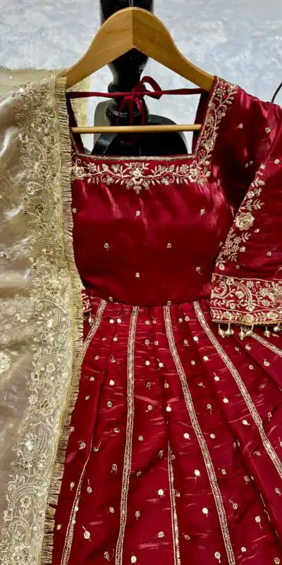 VLM 313 Maroon JC Silk Gown. Perfect for Wedding, Party, Sangeet, Baisakhi, Diwali – Introductory Price ₹2599. Delivery 4-6 Working Days. Shop now. | Gowns, Bollywood Gowns, Creative Gowns, Designer Gowns, Embroidered Gowns, Party Wear Gowns