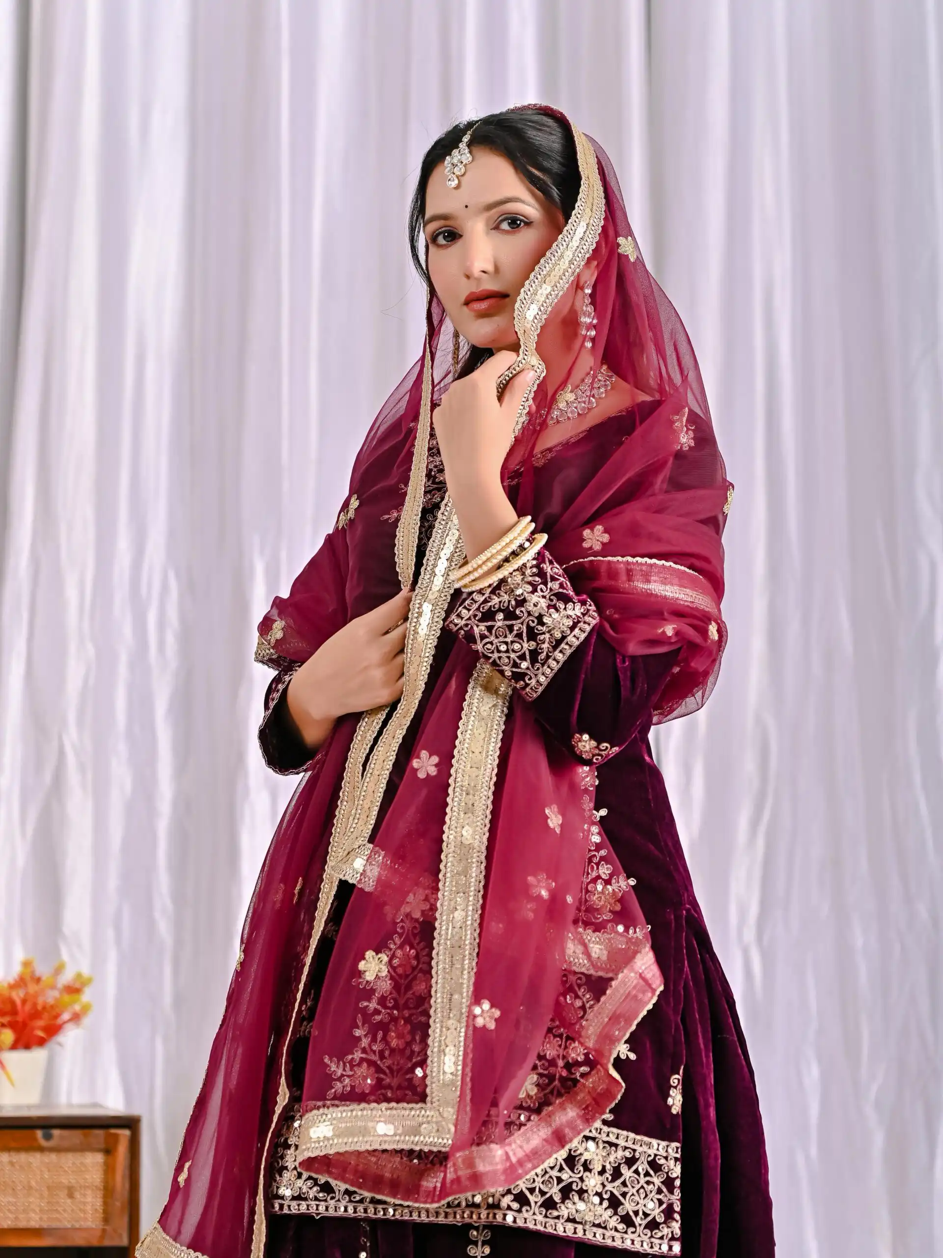 ND 5052 Maroon Viscous Velvet Salwar Suit Perfect for Wedding, Party, Reception, Eid, Temple Visit – . Introductory Price ₹2149. Delivery 4-6 Working | Jump Suits, Salwar suit, Casual Suits, Creative suits, Designer Suits, Palazzo Suits, Party Wear Suits, Patiala Suits, Straight Suits