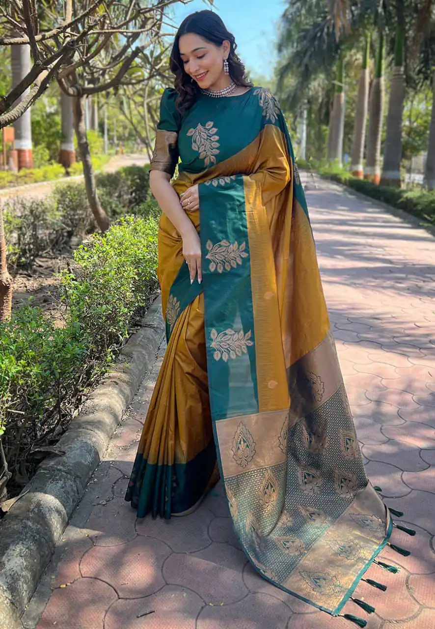 KPR 221 Mustered Soft Lichi Silk Saree Perfect for Wedding, Party, Raksha Bandhan, Sangeet, Eid – . Get it for ₹1449. Delivery 4-6 Working Days. | Sarees, Bollywood Sarees, Creative Sarees, Designer Sarees, Embroidered Sarees, Ethnic Saree, Modern Digital sarees, Party Wear Sarees