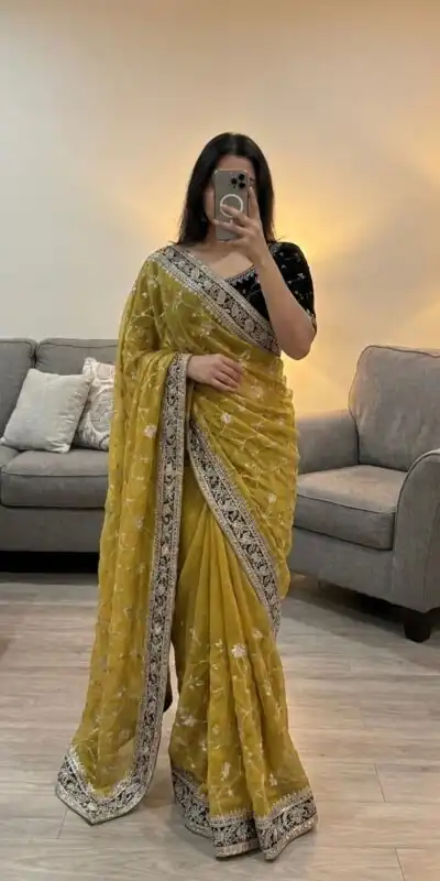 NC 5534 Mustered Moss Silk Saree Perfect for Wedding, Party, Ganesh Chaturthi, Karwa Chauth, Haldi – . Introductory Price ₹2049. Delivery 4-6 Working Days. | Sarees, Bollywood Sarees, Creative Sarees, Designer Sarees, Embroidered Sarees, Ethnic Saree, Modern Digital sarees, Party Wear Sarees