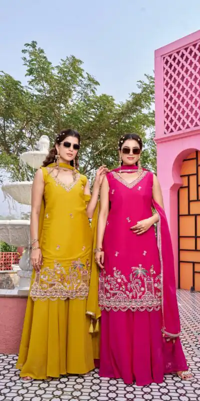 Ram 156 Mustered Star Georgette Salwar Suit with Embroidery Work. Available at ₹2649 only. Delivery 4-6 Working Days. Shop now. | Jump Suits, Salwar suit, Casual Suits, Creative suits, Designer Suits, Palazzo Suits, Party Wear Suits, Patiala Suits, Straight Suits