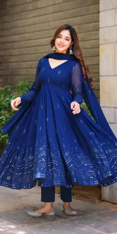 RTC 5551 Navy Blue Foix Georgette Thread With 9mm Sequence Salwar Suit Casual, Wedding, Party, Festive, Events Etc.4-6 Working Days@ 1999/-only | Jump Suits, Salwar suit, Casual Suits, Creative suits, Designer Suits, Palazzo Suits, Party Wear Suits, Patiala Suits, Straight Suits
