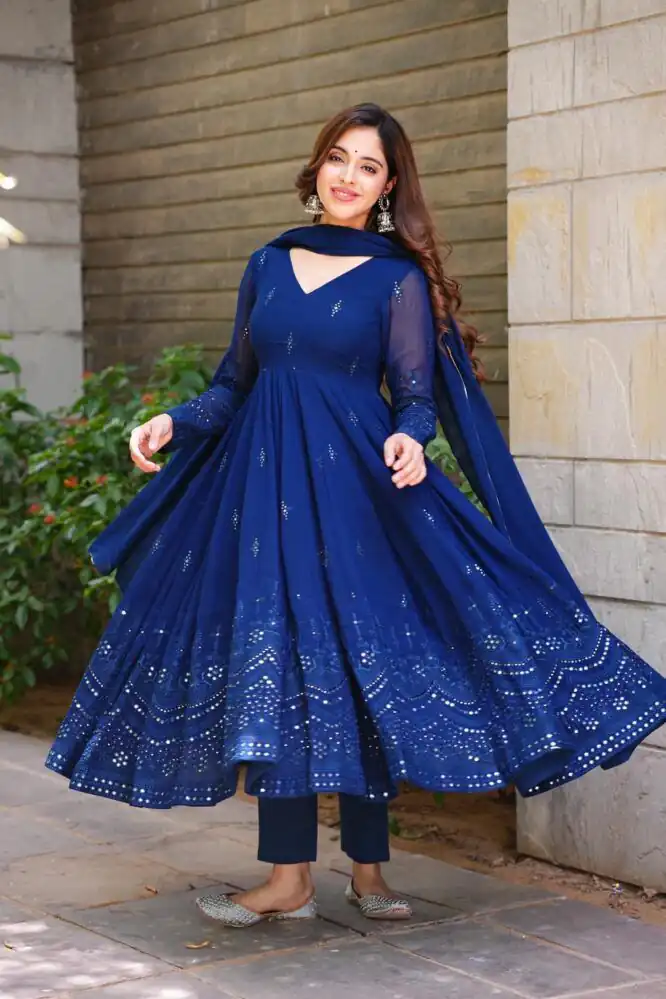 RTC 5551 Navy Blue Foix Georgette Thread With 9mm Sequence Salwar Suit Casual, Wedding, Party, Festive, Events Etc.4-6 Working Days@ 1999/-only | Jump Suits, Salwar suit, Casual Suits, Creative suits, Designer Suits, Palazzo Suits, Party Wear Suits, Patiala Suits, Straight Suits
