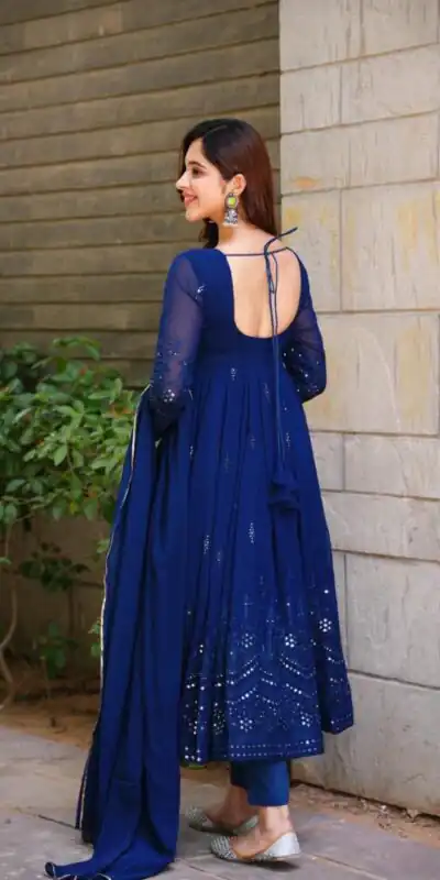 RTC 5551 Navy Blue Foix Georgette Thread With 9mm Sequence Salwar Suit Casual, Wedding, Party, Festive, Events Etc.4-6 Working Days@ 1999/-only | Jump Suits, Salwar suit, Casual Suits, Creative suits, Designer Suits, Palazzo Suits, Party Wear Suits, Patiala Suits, Straight Suits