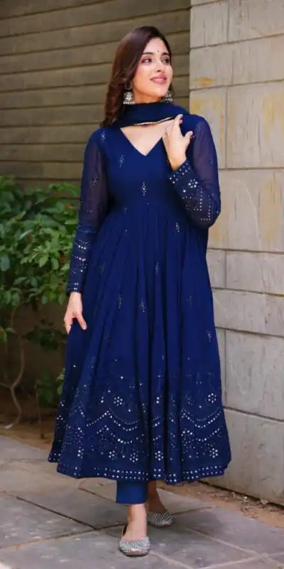 RTC 5551 Navy Blue Foix Georgette Thread With 9mm Sequence Salwar Suit Casual, Wedding, Party, Festive, Events Etc.4-6 Working Days@ 1999/-only | Jump Suits, Salwar suit, Casual Suits, Creative suits, Designer Suits, Palazzo Suits, Party Wear Suits, Patiala Suits, Straight Suits