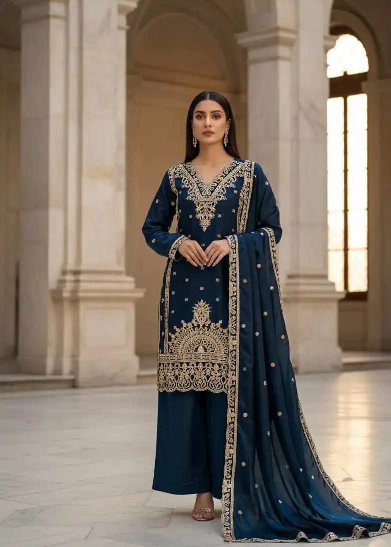 BE 444 Navy Blue Color Organza Silk Salwar Suit with Embroidery Work. Special Price ₹2099. Delivery 4-6 Working Days. Shop now. | Jump Suits, Salwar suit, Casual Suits, Creative suits, Designer Suits, Palazzo Suits, Party Wear Suits, Patiala Suits, Straight Suits