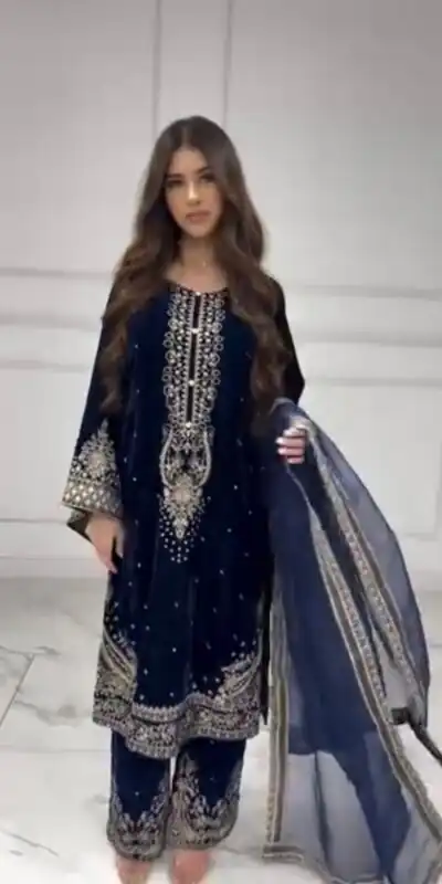 AD 222 Navy Blue Viscose Velvet Salwar Suit with Embroidery Work & Lace Work. Best Price ₹2099. Delivery 4-6 Working Days. Shop now. | Jump Suits, Salwar suit, Casual Suits, Creative suits, Designer Suits, Palazzo Suits, Party Wear Suits, Patiala Suits, Straight Suits