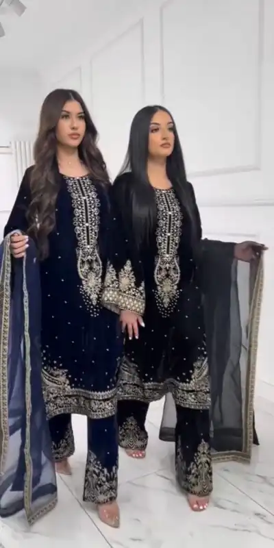 AD 222 Navy Blue Viscose Velvet Salwar Suit with Embroidery Work & Lace Work. Best Price ₹2099. Delivery 4-6 Working Days. Shop now. | Jump Suits, Salwar suit, Casual Suits, Creative suits, Designer Suits, Palazzo Suits, Party Wear Suits, Patiala Suits, Straight Suits