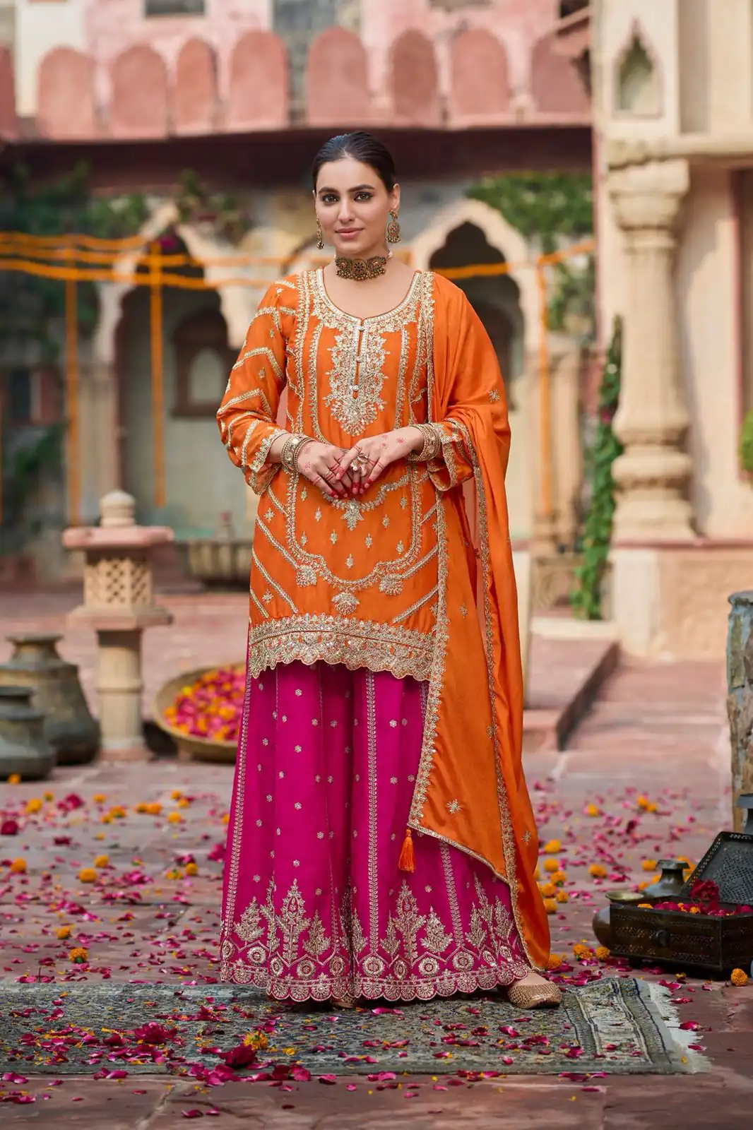 RTC 5969 Orange Chinon silk Salwar Suit Perfect for Wedding, Party, Family Gatherings, Karwa Chauth, Bridal Wear – . Available at ₹2149 only. Deliver | Jump Suits, Salwar suit, Casual Suits, Creative suits, Designer Suits, Palazzo Suits, Party Wear Suits, Patiala Suits, Straight Suits
