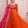 KD 1518 Orange Faux Georgette Salwar Suit Perfect for Wedding, Party, Raksha Bandhan, Housewarming, Bridal Wear – . Available at ₹2099 only. Delivery | Jump Suits, Salwar suit, Casual Suits, Creative suits, Designer Suits, Palazzo Suits, Party Wear Suits, Patiala Suits, Straight Suits
