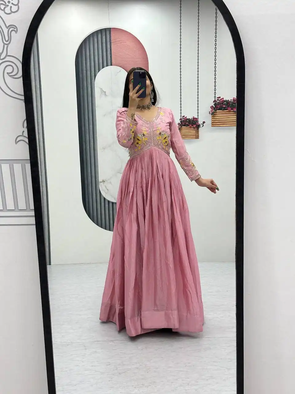 PC 542 Peach Color Chinon Gown with Thread & Embroidery Work. Available at ₹1749 only. Delivery 4-6 Working Days. Shop now. | Gowns, Bollywood Gowns, Creative Gowns, Designer Gowns, Embroidered Gowns, Party Wear Gowns