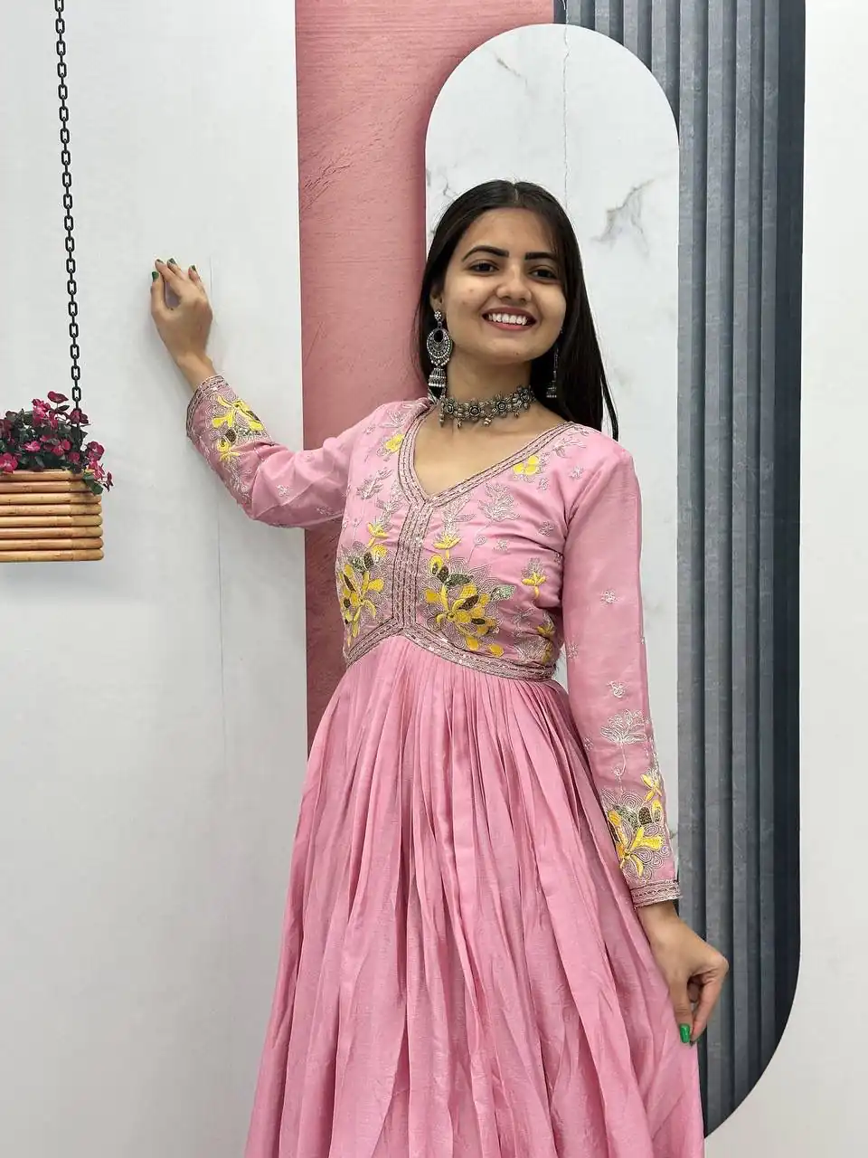 PC 542 Peach Color Chinon Gown with Thread & Embroidery Work. Available at ₹1749 only. Delivery 4-6 Working Days. Shop now. | Gowns, Bollywood Gowns, Creative Gowns, Designer Gowns, Embroidered Gowns, Party Wear Gowns