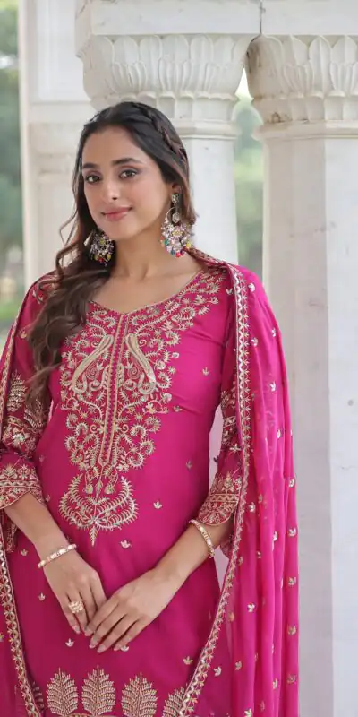 KA 1219 Pink Faux Blooming Salwar SuitPerfect for Wedding, Party, Pongal, Baisakhi, Housewarming – . Now at just ₹2149. Delivery 4-6 Working Days. | Jump Suits, Salwar suit, Casual Suits, Creative suits, Designer Suits, Palazzo Suits, Party Wear Suits, Patiala Suits, Straight Suits