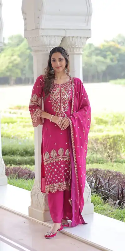 KA 1219 Pink Faux Blooming Salwar SuitPerfect for Wedding, Party, Pongal, Baisakhi, Housewarming – . Now at just ₹2149. Delivery 4-6 Working Days. | Jump Suits, Salwar suit, Casual Suits, Creative suits, Designer Suits, Palazzo Suits, Party Wear Suits, Patiala Suits, Straight Suits