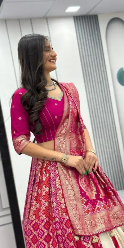 PC 560 Pink in Jacquard Silk Designer Work Lehenga Choli . Introductory Price ₹3249. Delivery 4-6 Working Days. Shop now. | Lehenga, Bollywood Lehenga, Creative Lehenga, Designer Lehenga, Embroidered Lehenga, Party Wear Lehenga