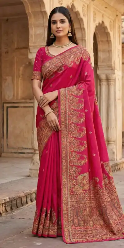 MB 46 Pink Color Pashmina Silk Saree with Lace Work & Lace Border. Now at just ₹2399. Delivery 4-6 Working Days. Shop now. | Sarees, Bollywood Sarees, Creative Sarees, Designer Sarees, Embroidered Sarees, Ethnic Saree, Modern Digital sarees, Party Wear Sarees