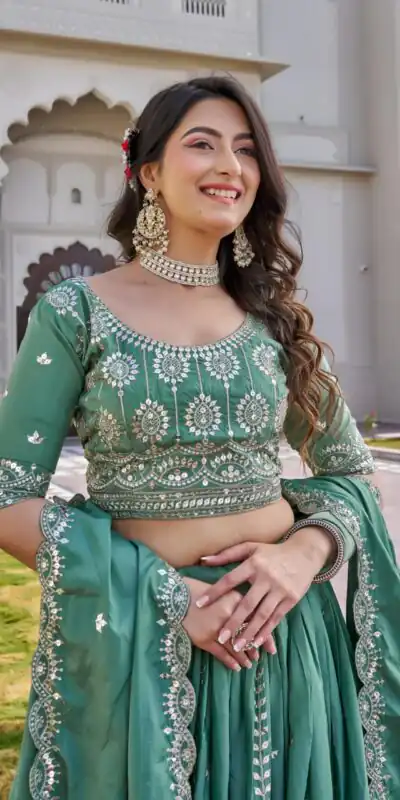 Ram 154 Pista Color Crap Silk Lehenga Choli with Embroidery Work. Now at just ₹2549. Delivery 4-6 Working Days. Shop now. | Lehenga, Bollywood Lehenga, Creative Lehenga, Designer Lehenga, Embroidered Lehenga, Party Wear Lehenga