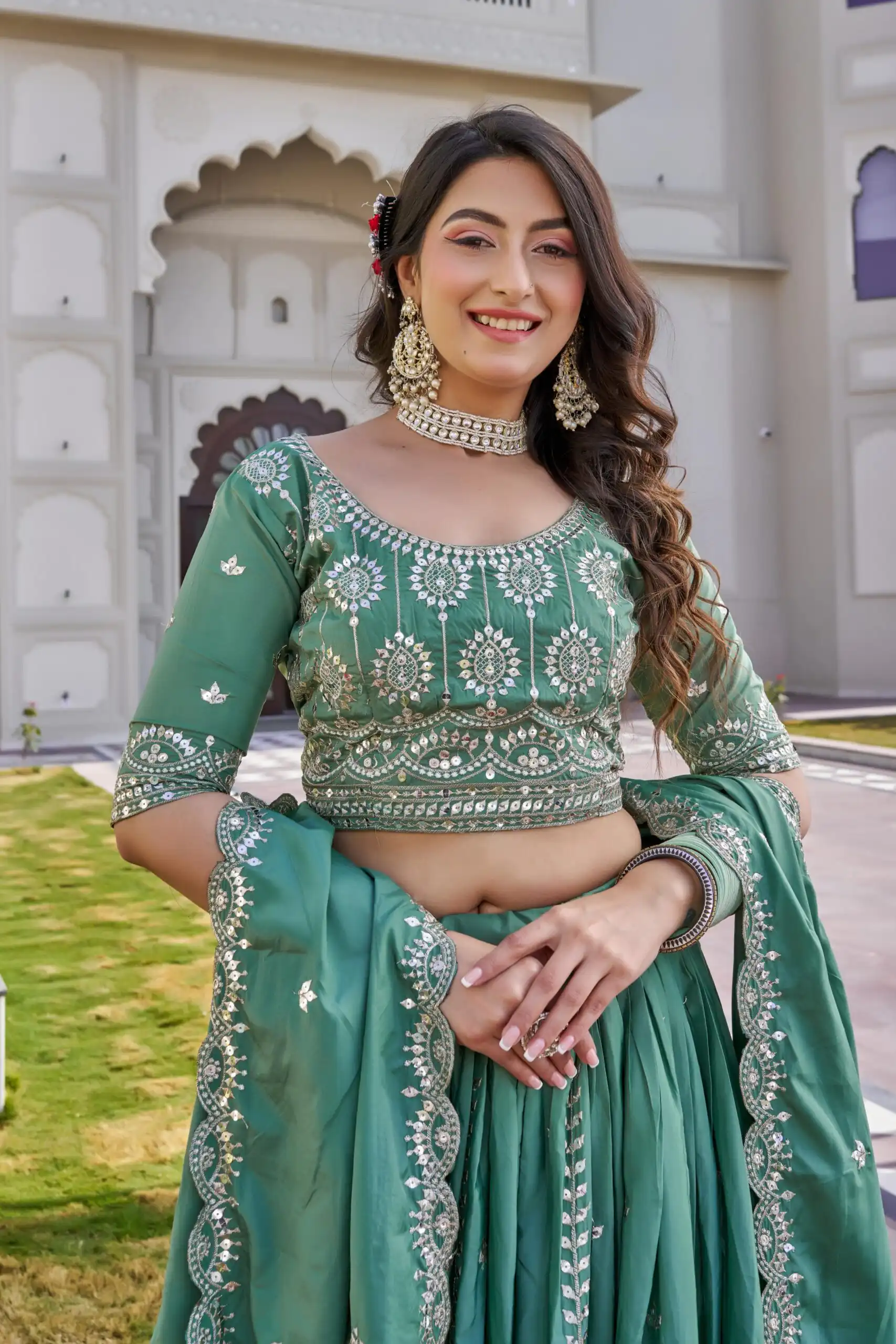 Ram 154 Pista Color Crap Silk Lehenga Choli with Embroidery Work. Now at just ₹2549. Delivery 4-6 Working Days. Shop now. | Lehenga, Bollywood Lehenga, Creative Lehenga, Designer Lehenga, Embroidered Lehenga, Party Wear Lehenga