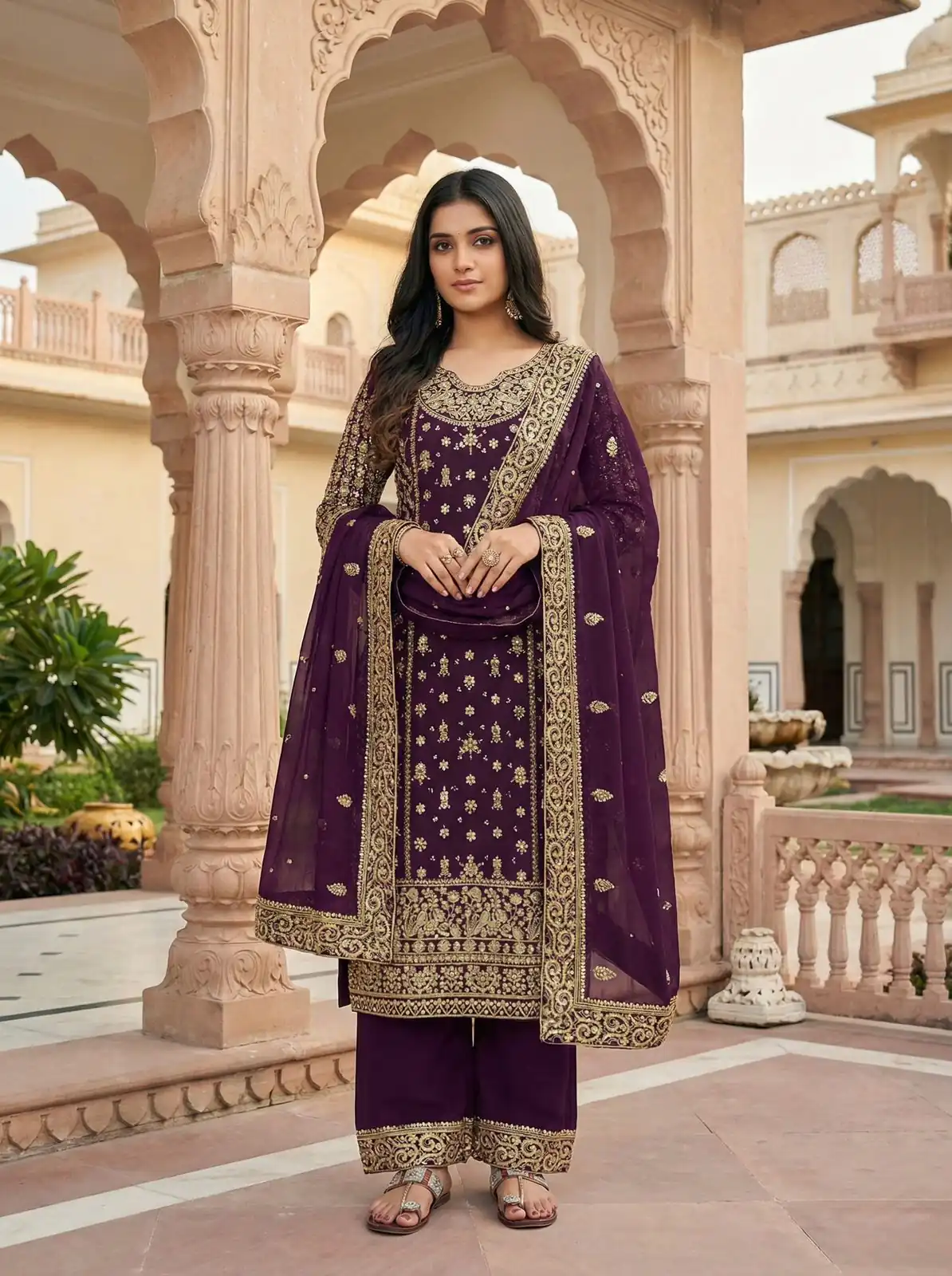 NSR 879 Purple Faux Georgette Salwar Suit with Embroidery Work. Available at ₹2399 only. Delivery 4-6 Working Days. Shop now. | Jump Suits, Tops & Bottoms, Track Suits, Salwar suit, Casual Suits, Creative suits, Designer Suits, Palazzo Suits, Party Wear Suits, Patiala Suits, Straight Suits, Trendy Wear