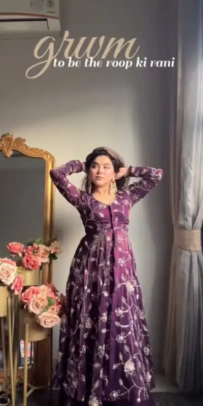 VLM 320 Purple Fendy Silk Gown Perfect for Wedding, Party, Pongal, Sangeet, Diwali – . Get it for ₹2499. Delivery 4-6 Working Days. Shop now. | Gowns, Bollywood Gowns, Creative Gowns, Designer Gowns, Embroidered Gowns, Party Wear Gowns