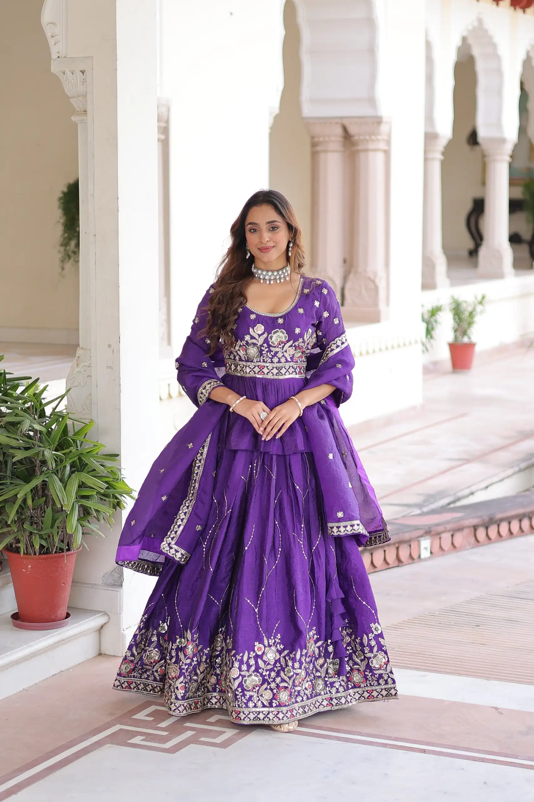 KA 5059 Purple in Gold Crush. Embroidery Work & Zari Work Lehenga Choli Available at ₹2999 only. Delivery 4-6 Working Days. Shop now. | Lehenga, Bollywood Lehenga, Creative Lehenga, Designer Lehenga, Embroidered Lehenga, Party Wear Lehenga