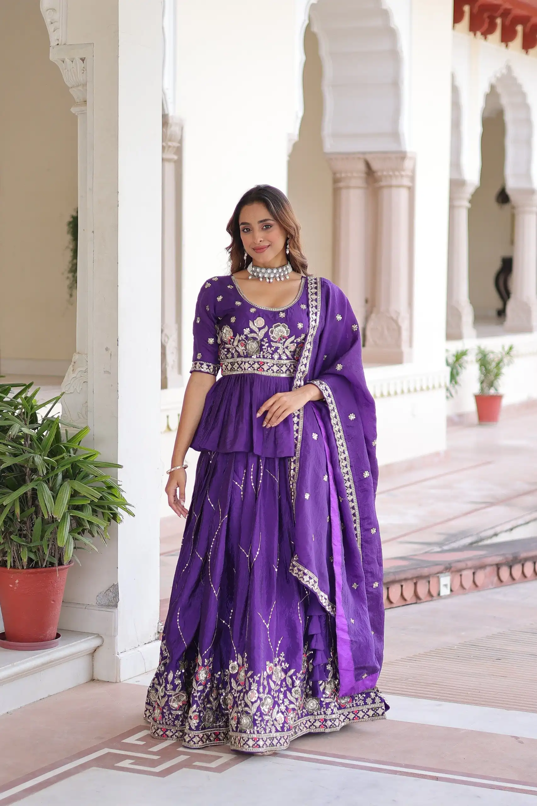 KA 5059 Purple in Gold Crush. Embroidery Work & Zari Work Lehenga Choli Available at ₹2999 only. Delivery 4-6 Working Days. Shop now. | Lehenga, Bollywood Lehenga, Creative Lehenga, Designer Lehenga, Embroidered Lehenga, Party Wear Lehenga