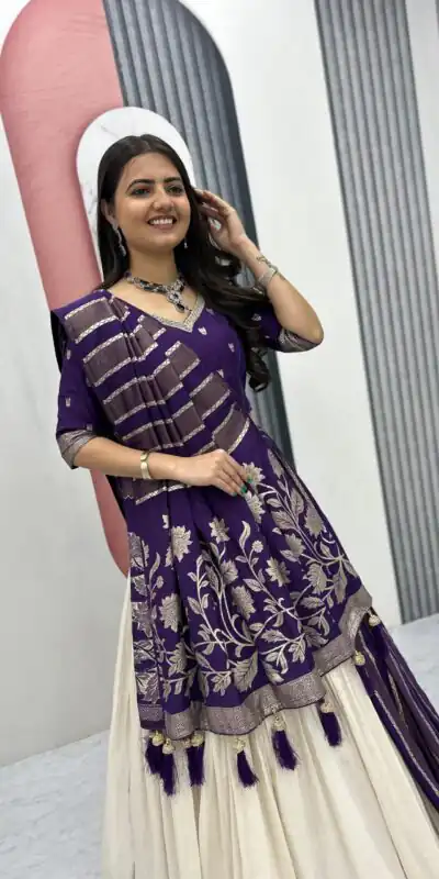 PC 560 Purple in Jacquard Silk Designer Work Lehenga Choli . Introductory Price ₹3249. Delivery 4-6 Working Days. Shop now. | Lehenga, Bollywood Lehenga, Creative Lehenga, Designer Lehenga, Embroidered Lehenga, Party Wear Lehenga