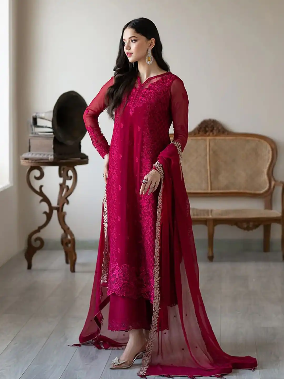 NSR 866 Rani Pink Faux Georgette Salwar Suit Perfect for Wedding, Party, Cultural Events, Housewarming, Ganesh Chaturthi – . Now at just ₹2149. De | Jump Suits, Salwar suit, Casual Suits, Creative suits, Designer Suits, Palazzo Suits, Party Wear Suits, Patiala Suits, Straight Suits
