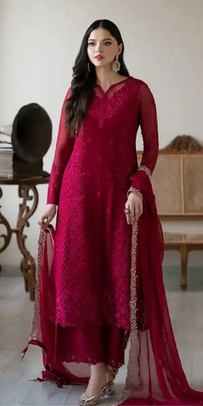 NSR 866 Rani Pink Faux Georgette Salwar Suit Perfect for Wedding, Party, Cultural Events, Housewarming, Ganesh Chaturthi – . Now at just ₹2149. De | Jump Suits, Salwar suit, Casual Suits, Creative suits, Designer Suits, Palazzo Suits, Party Wear Suits, Patiala Suits, Straight Suits