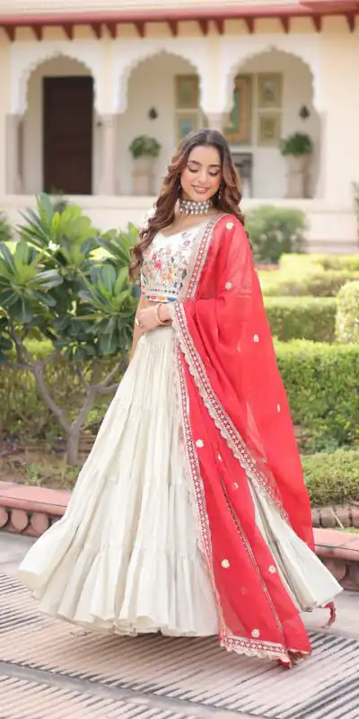 KA 5061 Red in Cosmos silk Embroidery Work & Zari Work Lehenga Choli . Get it for ₹2649. Delivery 4-6 Working Days. Shop now. | Lehenga, Bollywood Lehenga, Creative Lehenga, Designer Lehenga, Embroidered Lehenga, Party Wear Lehenga
