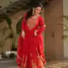 KA 1162 Red Faux Blooming Gown with Embroidery Work & Zari Work. Available at ₹2649 only. Delivery 4-6 Working Days. Shop now. | Gowns, Bollywood Gowns, Creative Gowns, Designer Gowns, Embroidered Gowns, Party Wear Gowns