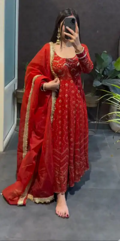 KD 1570 Red Faux Georgette Sequence Work Gown Gown. Wedding, Party, Festive, Events Grab it for ₹2599. Delivery 4-6 Working Days. Shop now. | Gowns, Bollywood Gowns, Creative Gowns, Designer Gowns, Embroidered Gowns, Party Wear Gowns