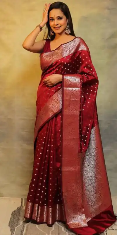 KPR 218 Red in Soft Lichi Silk Lace Border & Lace Work Saree . Exclusive Offer ₹1349. Delivery 4-6 Working Days. Shop now. | Sarees, Bollywood Sarees, Creative Sarees, Designer Sarees, Embroidered Sarees, Ethnic Saree, Modern Digital sarees, Party Wear Sarees