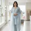 LG 2063 Sky Blue Faux Georgette Salwar Suit with Sequins Work & Embroidery Work. Introductory Price ₹2149. Delivery 4-6 Working Days. Shop now. | Jump Suits, Salwar suit, Casual Suits, Creative suits, Designer Suits, Palazzo Suits, Party Wear Suits, Patiala Suits, Straight Suits