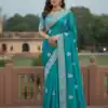 JR 654 Sky Blue Color Soft Gold Crush Saree with Embroidery Work. Affordable Price ₹2049. Delivery 4-6 Working Days. Shop now. | Sarees, Bollywood Sarees, Creative Sarees, Designer Sarees, Embroidered Sarees, Ethnic Saree, Modern Digital sarees, Party Wear Sarees