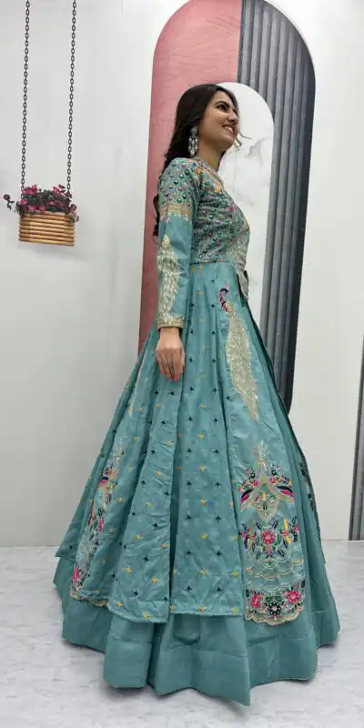 PC 528 Sky Blue Color Vichitra Sequence Work Lehenga Choli Designer Work. Grab it for ₹2649. Delivery 4-6 Working Days. Shop now. | Lehenga, Bollywood Lehenga, Creative Lehenga, Designer Lehenga, Embroidered Lehenga, Party Wear Lehenga