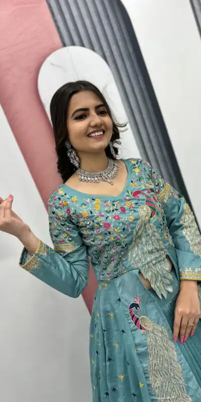 PC 528 Sky Blue Color Vichitra Sequence Work Lehenga Choli Designer Work. Grab it for ₹2649. Delivery 4-6 Working Days. Shop now. | Lehenga, Bollywood Lehenga, Creative Lehenga, Designer Lehenga, Embroidered Lehenga, Party Wear Lehenga