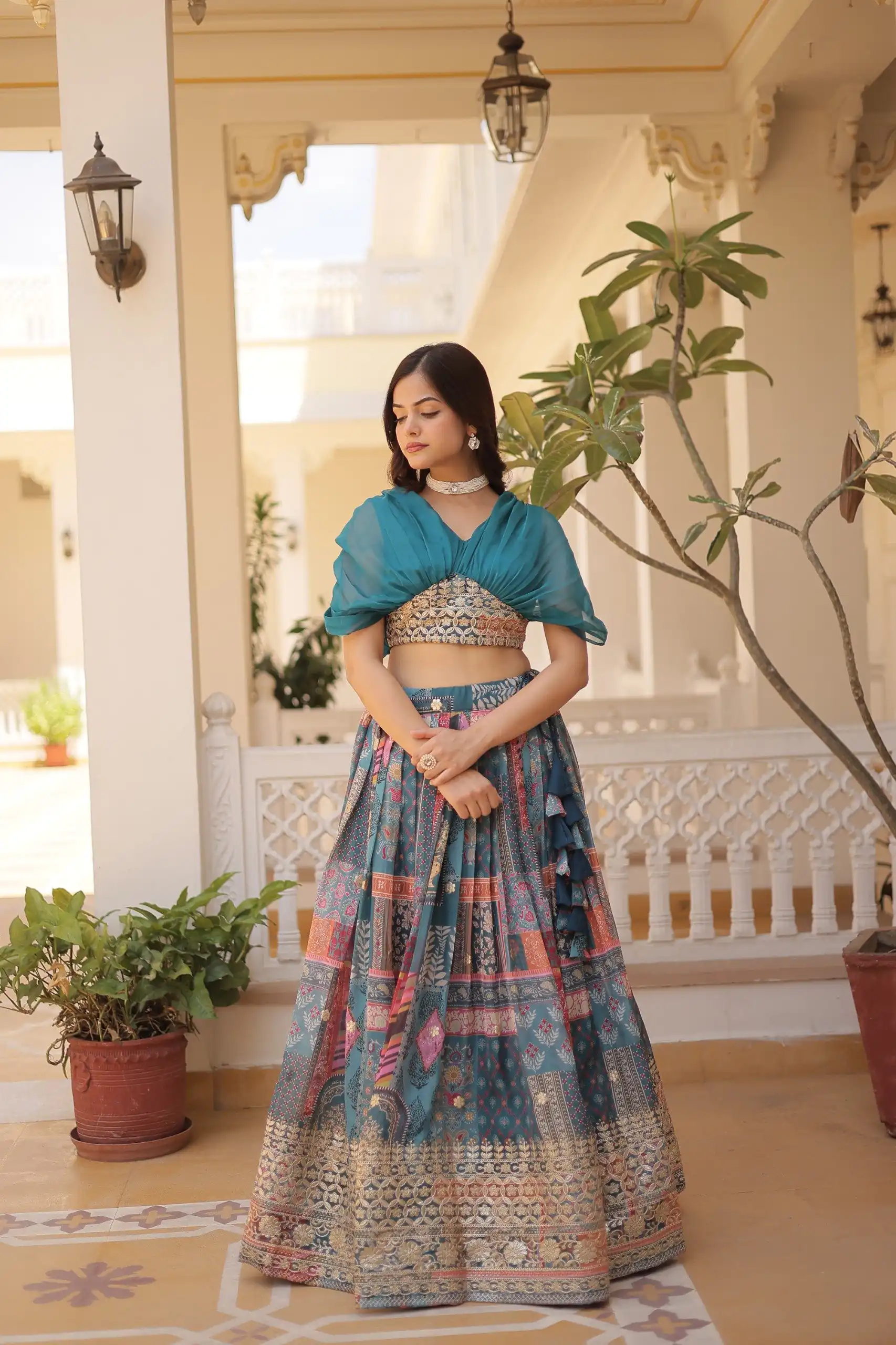 KA 5032 Teal Lehenga Choli Perfect for Wedding, Party, Temple Visit, Anniversary, Haldi – Best Price ₹3149. Delivery 4-6 Working Days. Shop now. | Lehenga, Bollywood Lehenga, Creative Lehenga, Designer Lehenga, Embroidered Lehenga, Party Wear Lehenga