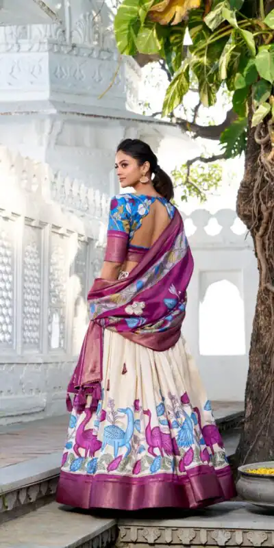 LNB 1234O Violet Color Dola Silk Kalamkari Print Zari Border Lehenga Choli Wedding, Party, Festive, Events Etc. Delivery 4-6 Working Days Rs 2149 | Lehenga, Bollywood Lehenga, Creative Lehenga, Designer Lehenga, Embroidered Lehenga, Party Wear Lehenga