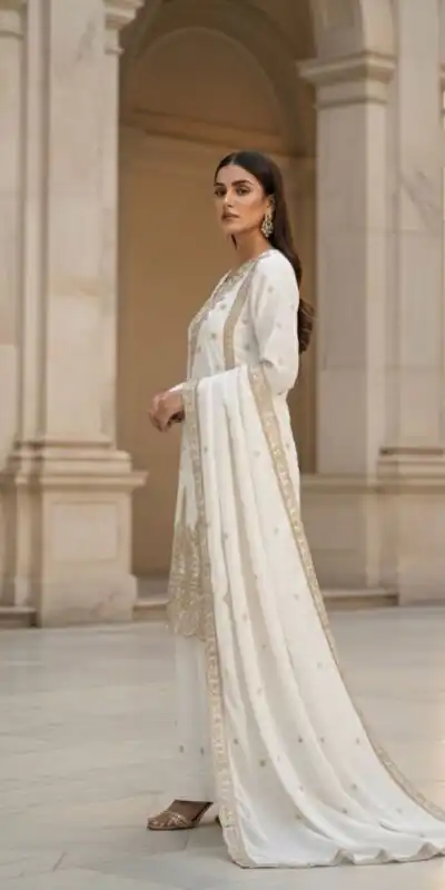BE 444 White Color Organza Silk Salwar Suit with Embroidery Work. Special Price ₹2099. Delivery 4-6 Working Days. Shop now. | Jump Suits, Salwar suit, Casual Suits, Creative suits, Designer Suits, Palazzo Suits, Party Wear Suits, Patiala Suits, Straight Suits