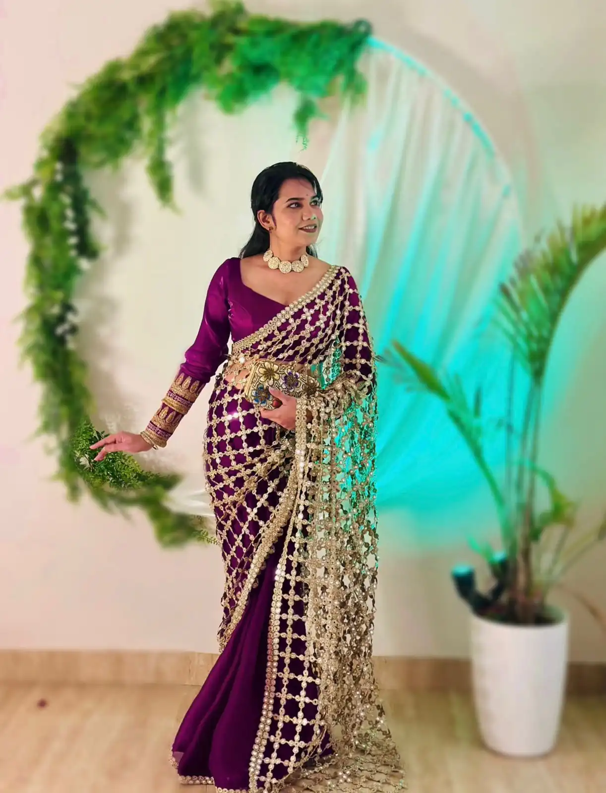 SRK 5322 Wine Fendy Silk Saree with Lace Work & Mirror Work. Wedding, Party, Festive, Events, Festive Deal ₹2499. Delivery 4-6 Working Days. Shop now. | Sarees, Bollywood Sarees, Creative Sarees, Designer Sarees, Embroidered Sarees, Ethnic Saree, Modern Digital sarees, Party Wear Sarees