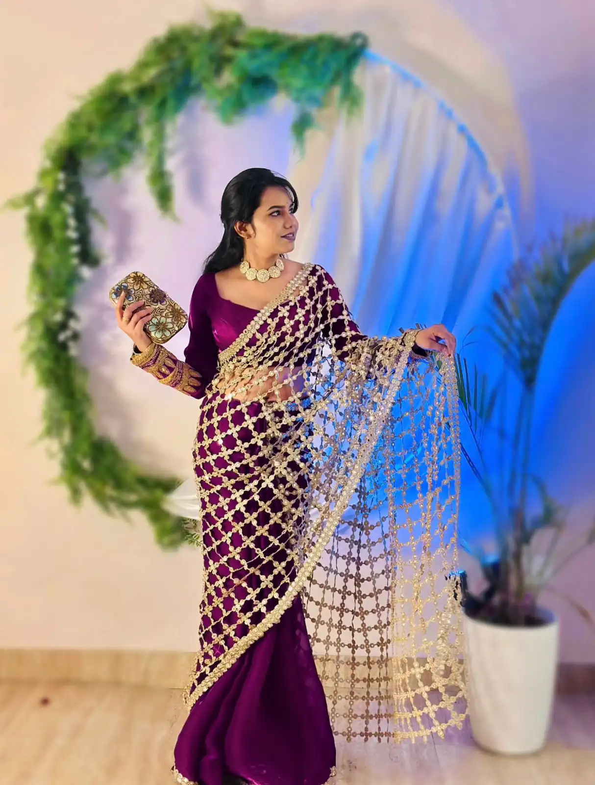 SRK 5322 Wine Fendy Silk Saree with Lace Work & Mirror Work. Wedding, Party, Festive, Events, Festive Deal ₹2499. Delivery 4-6 Working Days. Shop now. | Sarees, Bollywood Sarees, Creative Sarees, Designer Sarees, Embroidered Sarees, Ethnic Saree, Modern Digital sarees, Party Wear Sarees