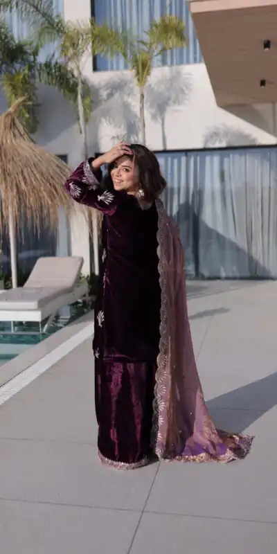 KA 1220 Wine Ice Velvet Salwar Suit with Embroidery Work & Zari Work. Exclusive Offer ₹2499. Delivery 4-6 Working Days. Shop now. | Jump Suits, Salwar suit, Casual Suits, Creative suits, Designer Suits, Palazzo Suits, Party Wear Suits, Patiala Suits, Straight Suits