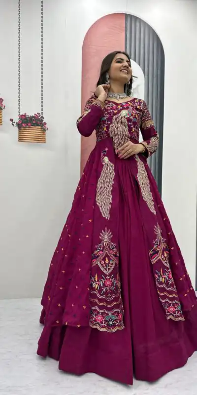 PC 528 Wine Color Vichitra Sequence Work Lehenga Choli Designer Work. Grab it for ₹2649. Delivery 4-6 Working Days. Shop now. | Lehenga, Bollywood Lehenga, Creative Lehenga, Designer Lehenga, Embroidered Lehenga, Party Wear Lehenga