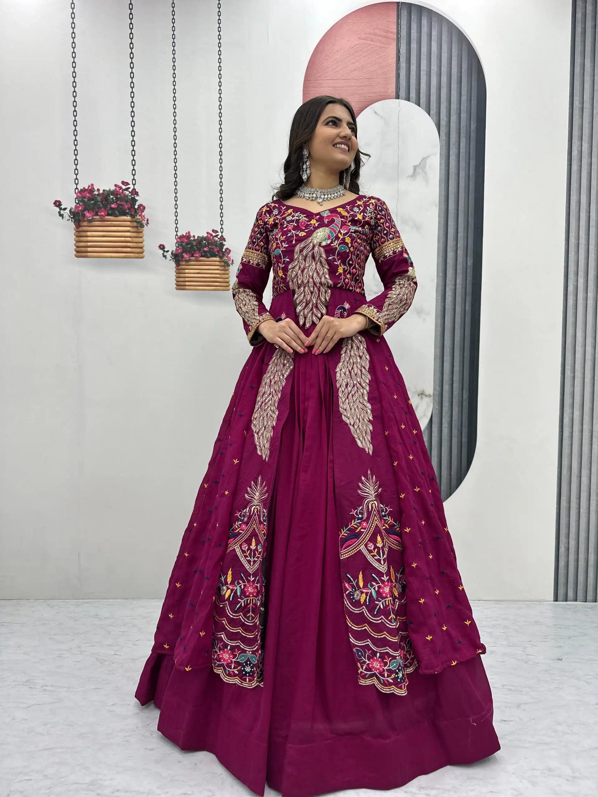 PC 528 Wine Color Vichitra Sequence Work Lehenga Choli Designer Work. Grab it for ₹2649. Delivery 4-6 Working Days. Shop now. | Lehenga, Bollywood Lehenga, Creative Lehenga, Designer Lehenga, Embroidered Lehenga, Party Wear Lehenga
