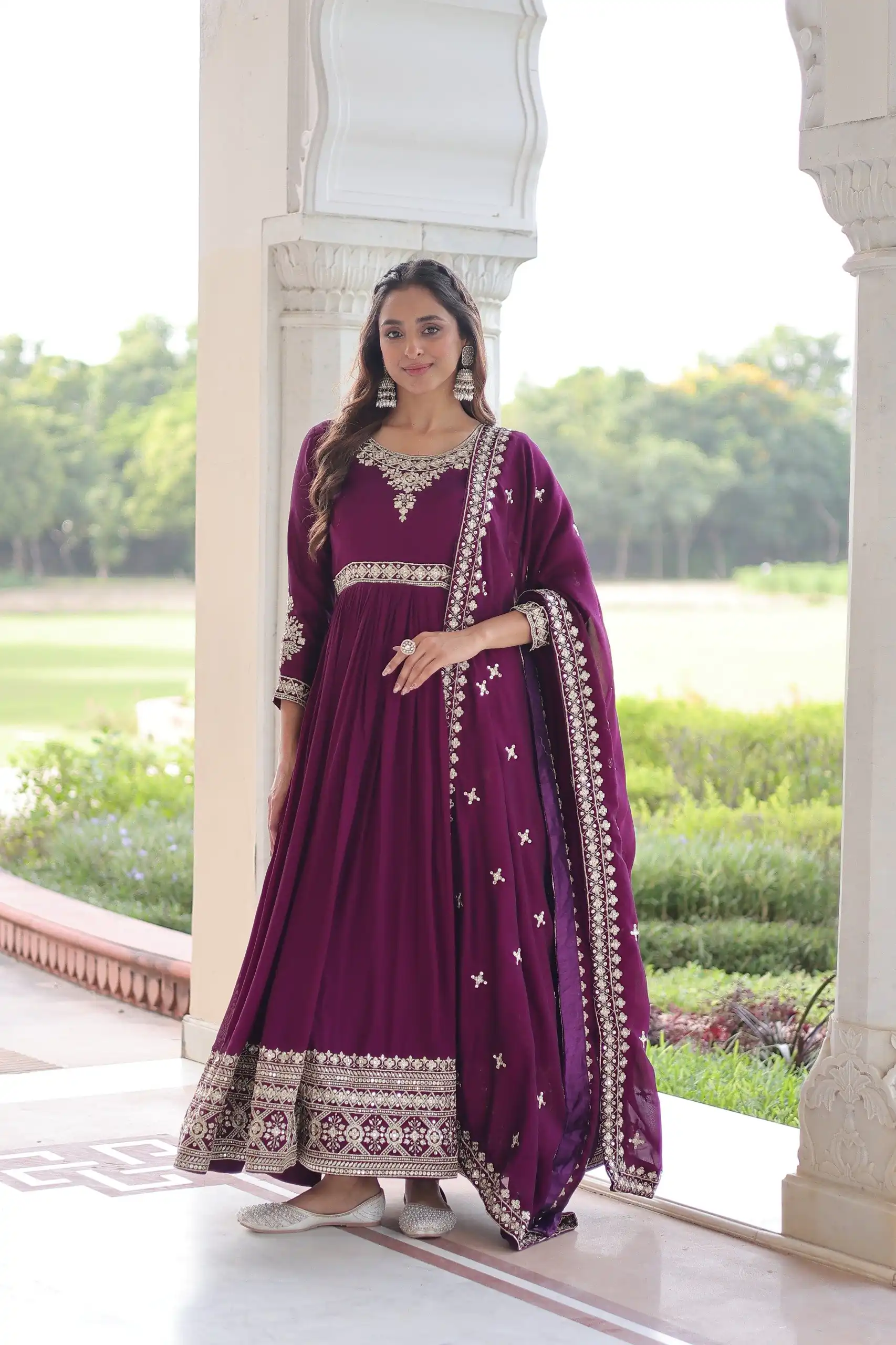 KA 1215 Wine Vichitra Silk Gown Perfect for Wedding, Party, Holi, Anniversary, Mehendi –. Grab it for ₹2449. Delivery 4-6 Working Days. Shop now. | Gowns, Bollywood Gowns, Creative Gowns, Designer Gowns, Embroidered Gowns, Party Wear Gowns