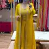BB 56 Yellow Chinon Silk Dhoti Suit with Embroidery Work & Sequins Work. Grab it for ₹1899. Delivery 4-6 Working Days. Shop now. | Jump Suits, Salwar suit, Casual Suits, Creative suits, Designer Suits, Palazzo Suits, Party Wear Suits, Patiala Suits, Straight Suits