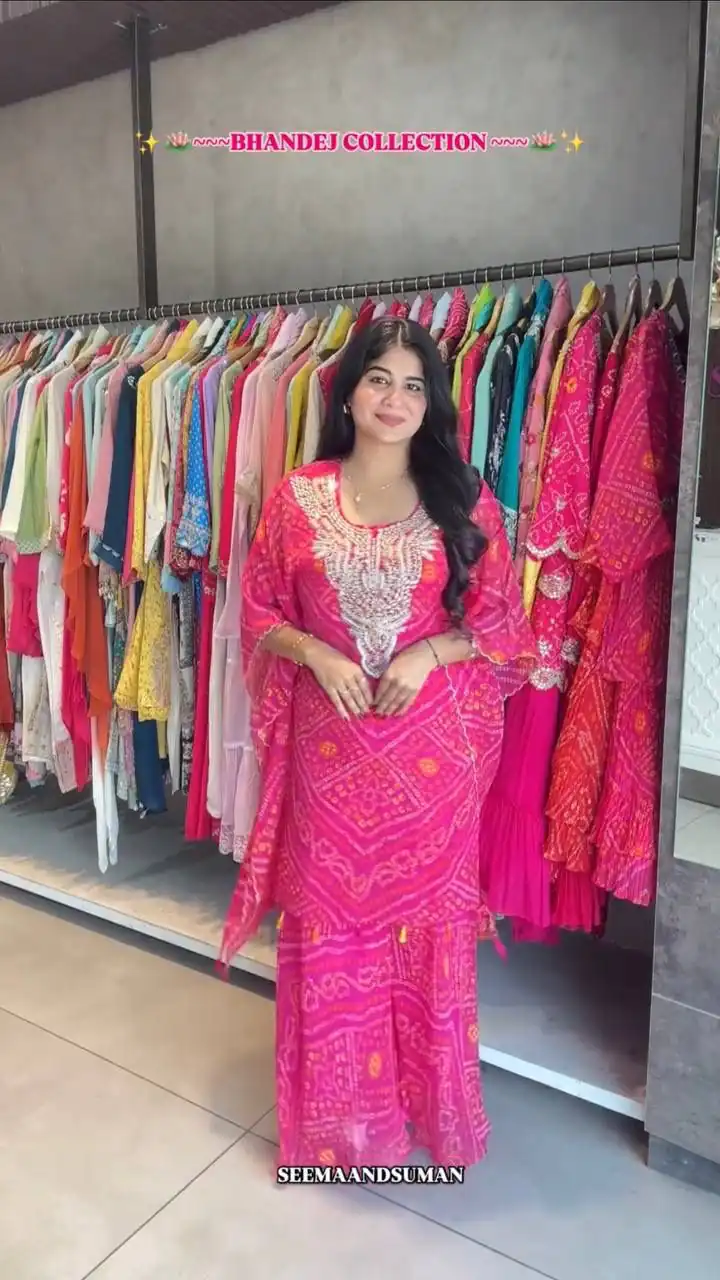 Pink Faux Georgette Embroidery Digital Print Salwar Suit